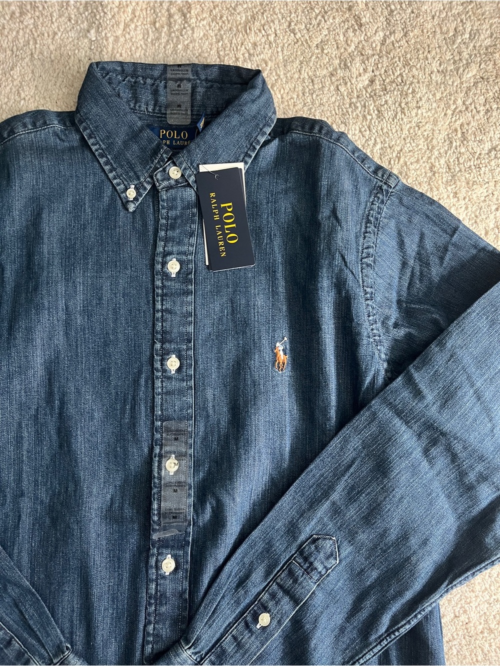 Authentic Polo by Ralph Lauren Men’s Indigo Denim Button-Down Shirt - Picture 2 of 6